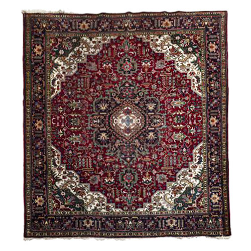 Sub.:18 - Lote: 1377 -  Alfombra persa Tabriz en lana con decoraci�n vegetal geometrizada , medall�n central con borde decorado con herati geom�trico.