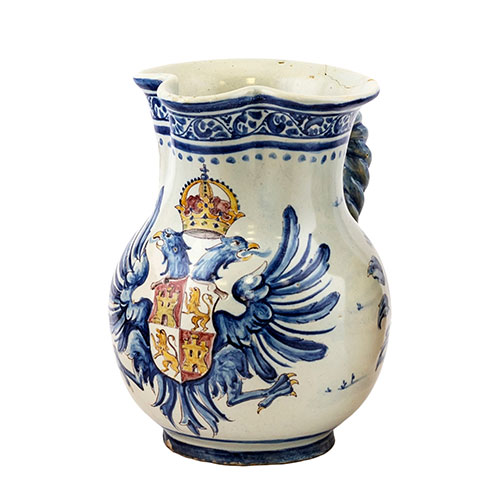 Sub.:18 - Lote: 1280 -  Jarra de cer�mica de Aguado, Toledo. Con representaci�n her�ldica y sello en la base.