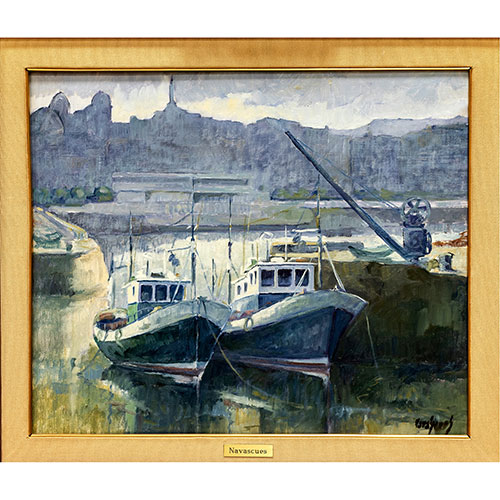 Sub.:18 - Lote: 115 - JUAN MARI NAVASCUS (San Sebastin, 1941) Barcos en el puerto