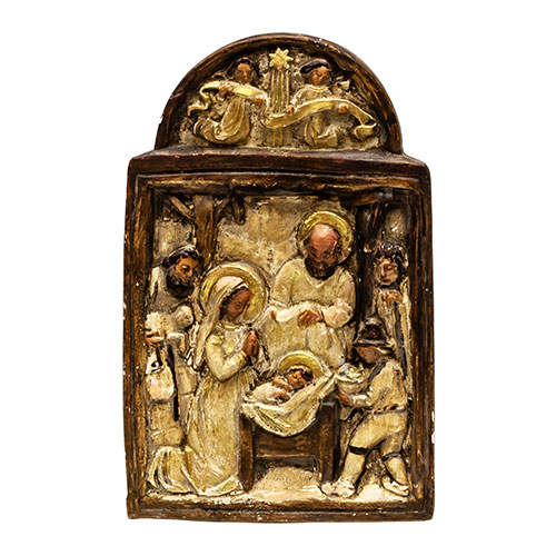 Sub.:18 - Lote: 223 -  Relieve realizado en pasta con representaci�n de la adoraci�n.