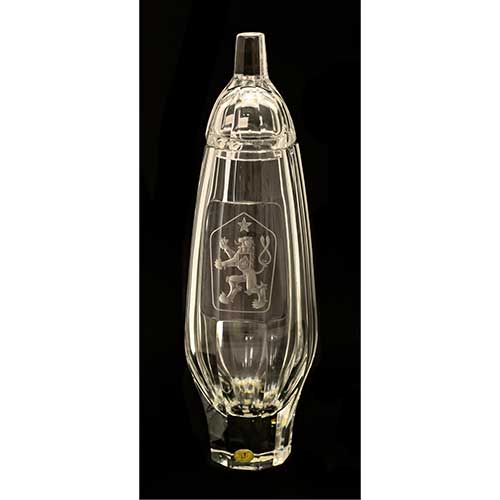 Sub.:18 - Lote: 1334 -  Botella en cristal checo con escudo de la ciudad de Zaragoza.