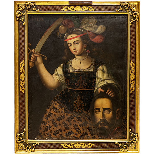 Sub.:18 - Lote: 152 - ESCUELA COLONIAL, S.XVII Judith con la cabeza de Holofernes