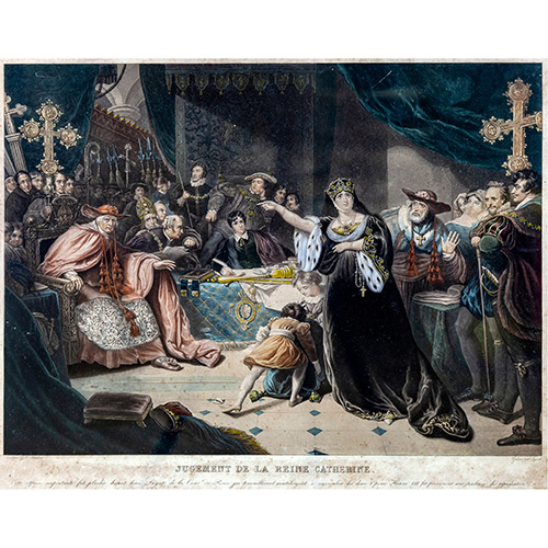 Sub.:19 - Lote: 5 - JEAN PIERRE MARIE JAZET (Pars, 1788 - 1871), SIGUIENDO MODELO DE GEORGE HENRY HARLOW (Londres, 1787 - 1819) Juicio de la Reina catalina
