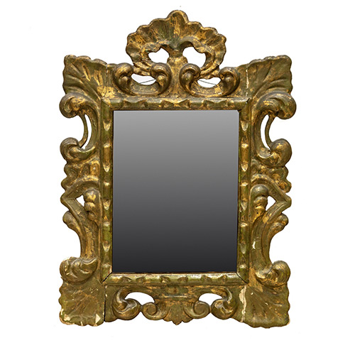 Sub.:19 - Lote: 1438 -  Cornucopia en madera tallada con espejo. 