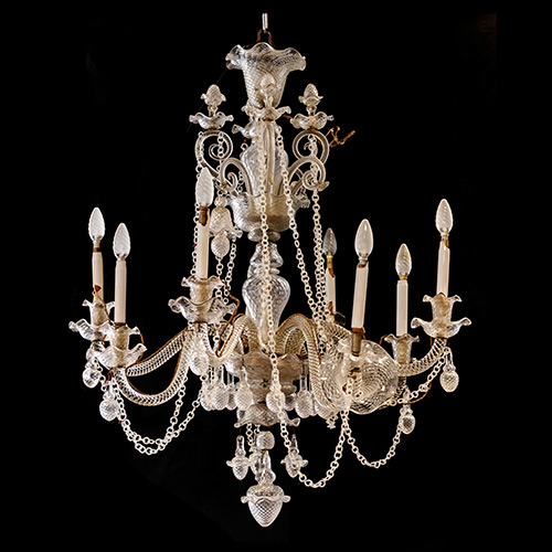 Sub.:19 - Lote: 1429 -  Lmpara en cristal de Murano con ocho luces. 