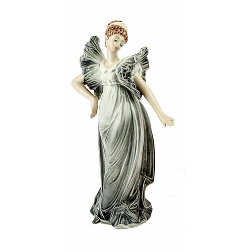 Sub.:2-On - Lote: 802 -  Dama modernista. Figura en porcelana esmaltada tipo Lladr. Marca Tengra, Valencia.