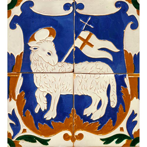 Sub.:2-On - Lote: 642 -  Escudo del Cabildo de la Seo. Azulejo en cermica esmaltada y polidromada, reproduccin del Arista del S. XVI.