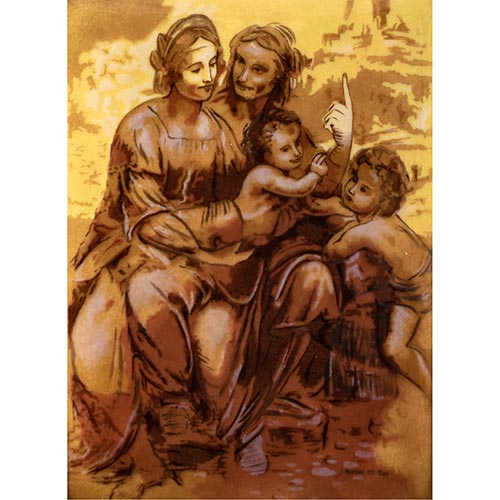 Sub.:2-On - Lote: 1127 -  Esmalte basado en la obra de Da Vinci: Santa Isabel, la Virgen, el nio y su primo. Enmarcado.