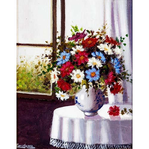 Sub.:2-On - Lote: 489 - JAVIER TORREGASSA (BARCELONA, 1953) Jarrn con flores a contraluz