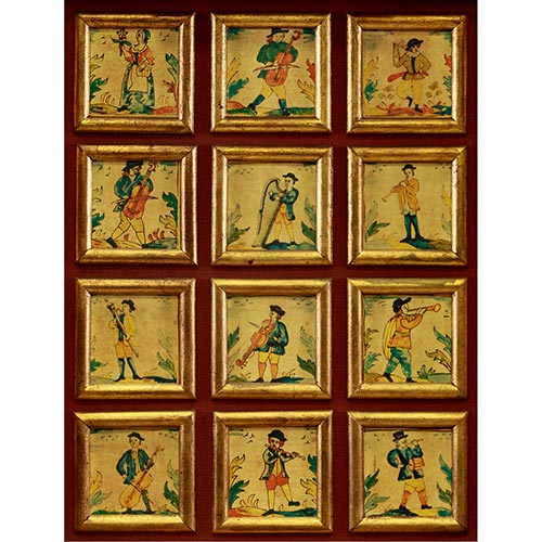 Sub.:2-On - Lote: 1506 -  Lote de 12 lminas representaciones de msicos. Reproducen temas de cermica catalana.