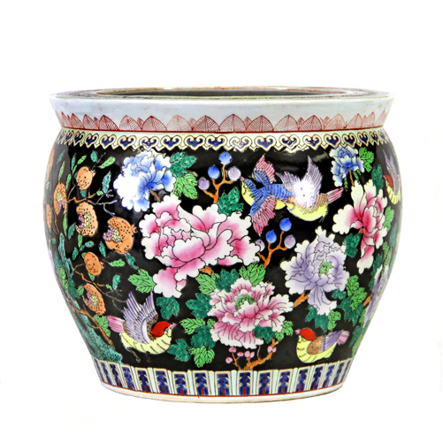 Sub.:2 - Lote: 1271 -  Pecera en porcelana china, S.XX. Con marcas. Sello rojo.