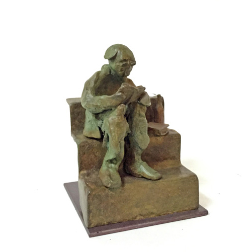 Sub.:2 - Lote: 1539 -  Hombre leyendo en una escalera