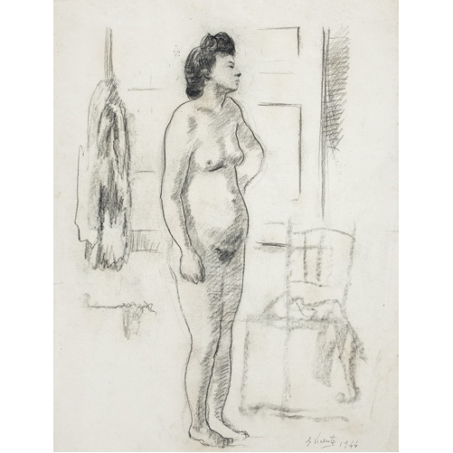 Sub.:2 - Lote: 1 - EDUARDO VICENTE (Madrid, 1909-1968) Desnudo de pie.