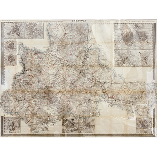 Sub.:20 - Lote: 1017 - F. COELLO DE PORTUGAL Y QUESADA (1822-1898) Y P. MADOZ (1806-1870) Mapa de la Provincia de Zaragoza y Planos de sus ciudades.