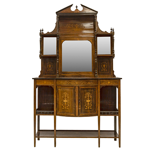 Sub.:20 - Lote: 308 -  Mueble aparador ingls en madera de palosanto con marquetera de limoncillo. Inglaterra, Eduardo VII, ca. 1900.