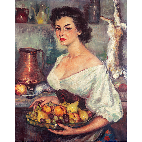 Sub.:20 - Lote: 1059 - FRANCISCO RIBERA GMEZ (Madrid,1907 - Barcelona,1996) Mujer con frutas