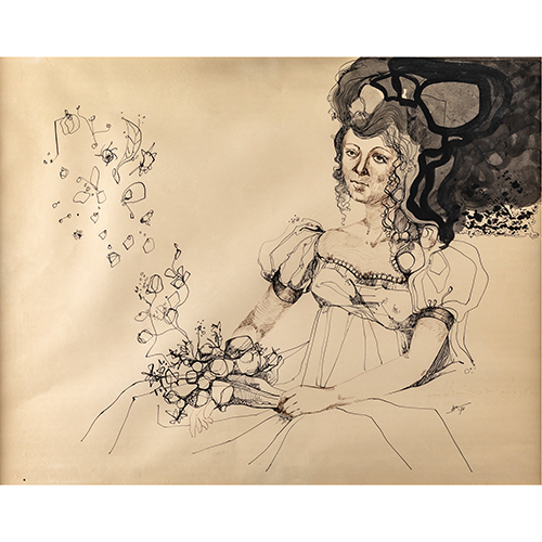 Sub.:20 - Lote: 15 - EMILIO DE ARCE (Zaragoza, 1948 - 2002) Mujer con ramo de flores