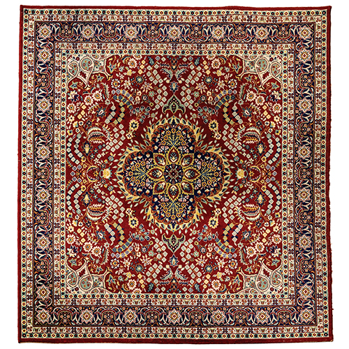 Sub.:20 - Lote: 1304 -  Alfombra mec�nica tipo persa en tonos granates y azules.