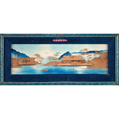 Sub.:20 - Lote: 182 - ESCUELA CHINA, SS.XIX-XX Paisaje con pagodas