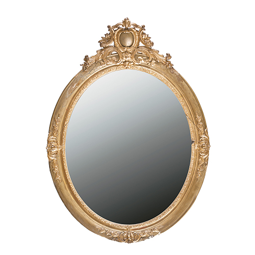 Sub.:20 - Lote: 271 -  Gran espejo oval isabelino con marco en estuco dorado, s. XIX. 