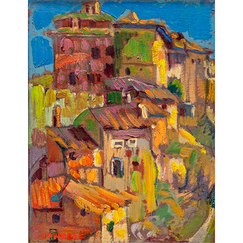 Sub.:21 - Lote: 100 - RAFAEL DEL REAL (ZARAGOZA, 1932) Vista de Albarracn