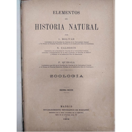 Sub.:21 - Lote: 2047 -  Elementos de Historia Natural