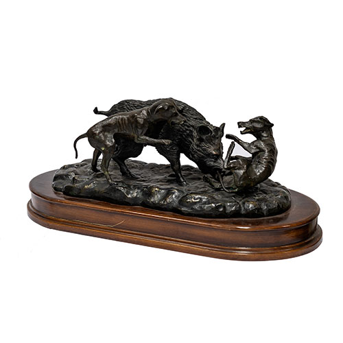 Sub.:21 - Lote: 1278 -  Escultura en bronce de agarre de jabal�. 