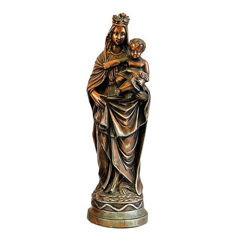 Sub.:21 - Lote: 156 -  Virgen del Pilar en calamina. Faltas en la corona.