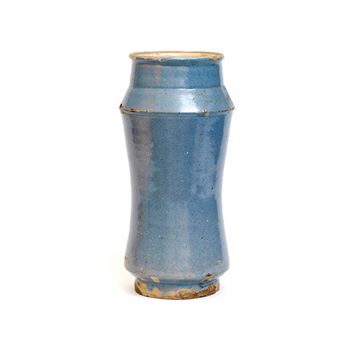 Sub.:21 - Lote: 1323 -  Albarelo en cermica de Villafeliche del siglo XVIII en tonalidad azul.