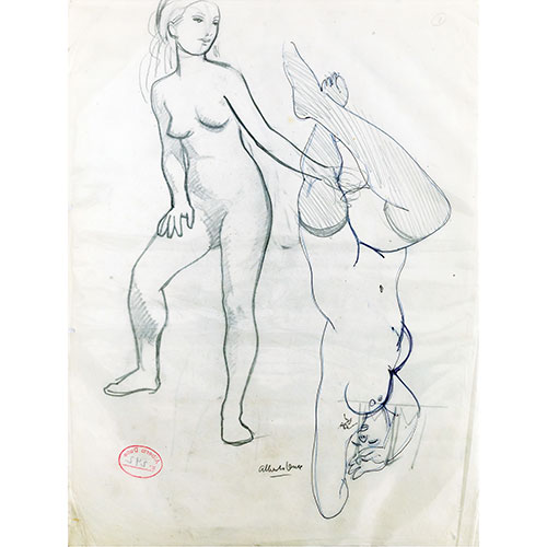 Sub.:21 - Lote: 27 - ALBERTO DUCE VAQUERO (Zaragoza, 1915 - 2003) Pareja de mujeres desnudas