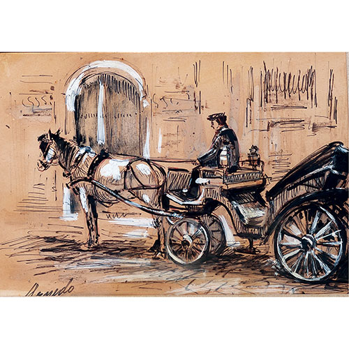 Sub.:21 - Lote: 1137 - FRANCISCO ARNEDO LINARES (Valencia, 1925 Carruaje con caballos.