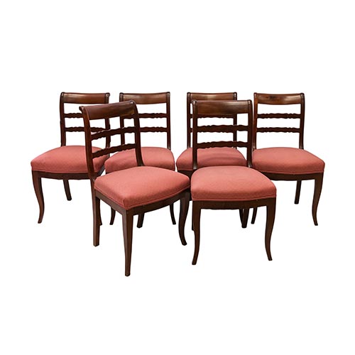 Sub.:22 - Lote: 1296 -  Seis sillas inglesas de comedor realizadas en madera de caoba. S. XIX. 