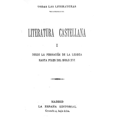 Sub.:22 - Lote: 2071 -  Literatura castellana I.