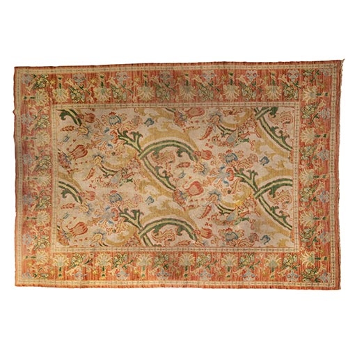 Sub.:22 - Lote: 1315 -  Alfombra de la Fundaci�n del General�simo Franco en tonos beige, salm�n y verdes.