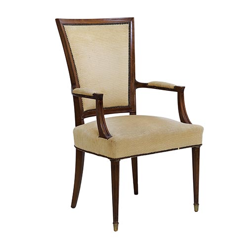 Sub.:22 - Lote: 313 -  Sill�n de despacho estilo Luis XVI en madera natural con tapicer�a beige.