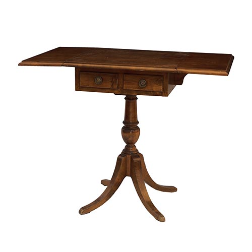 Sub.:22 - Lote: 1368 -  Mesita de alas plegable con dos cajones en cintura.