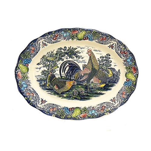 Sub.:22 - Lote: 289 -  Bandeja en cer�mica con decoraci�n vegetal y animal.