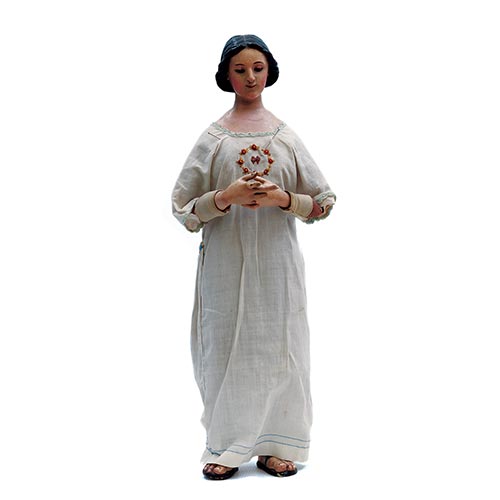 Sub.:22 - Lote: 1300 -  Santa de vestir. Brazos articulados. Faltas en los dedos. S.XIX-XX