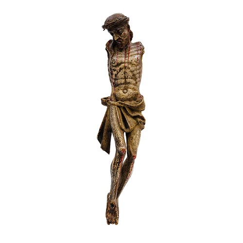 Sub.:22 - Lote: 294 -  Cristo crucificado, sin brazos, realizado en madera policromada. Siglos XVII-XVIII.