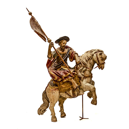 Sub.:23 - Lote: 1279 - ESCUELA CUZQUEA, S. XVIII Santiago a caballo