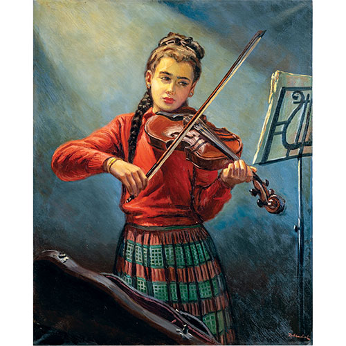 Sub.:23 - Lote: 1024 - DIONISIO NADAL LLORENS (Lleida,1909- Barcelona,1996) Nia tocando el violn