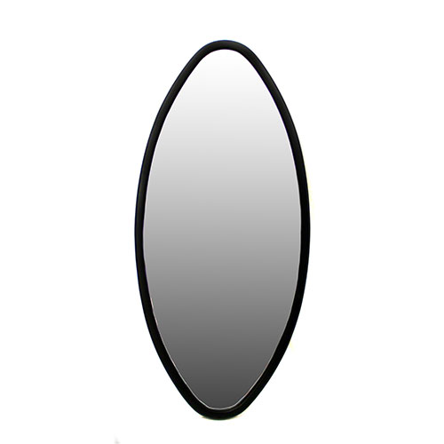 Sub.:23 - Lote: 1150 -  Espejo oval en madera pintado en negro.
