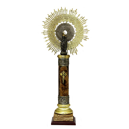 Sub.:23 - Lote: 1335 -  Virgen del Pilar en nix y metal plateado.