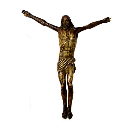 Sub.:23 - Lote: 1280 -  Cristo del siglo XVIII en madera policromada. 