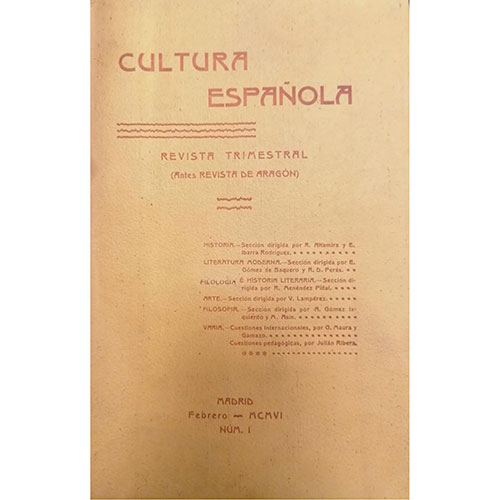 Sub.:23 - Lote: 2016 -  Cultura espaola. Revista trimestral. Antes Revista de Aragn. Nms. I, II, III, IV, V, VI, IX & X. Madrid. 1906/1908. Editado por Imprenta de P. Apalategui.