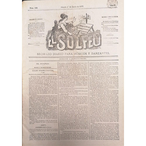 Sub.:23 - Lote: 2039 -  El Solfeo. Bromazo diario para msicos y danzantes. Nms. 1 - 718. 7 marzo 1875 - 30 diciembre 1877.