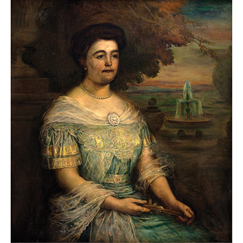 Sub.:23 - Lote: 128 - MARCELIANO SANTA MARA (Burgos, 1866-Madrid, 1950) Retrato femenino con paisaje