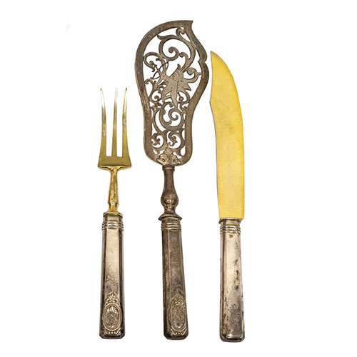 Sub.:24 - Lote: 1286 -  Lote de 3 cubiertos de servir en plata.