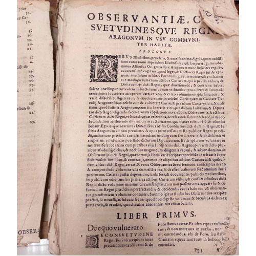 Sub.:24 - Lote: 2003 -  OBSERVANCIAS Y COSTUMBRES DEL REINO DE ARAG�N Y ACTOS DE CORTES
