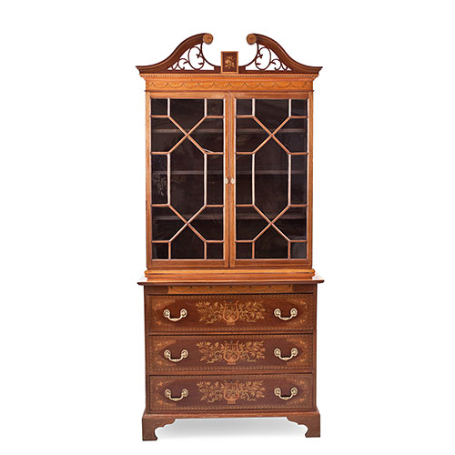 Sub.:24 - Lote: 1325 -  Bookcase holand�s en madera de caoba y marqueter�a, ca. 1900.